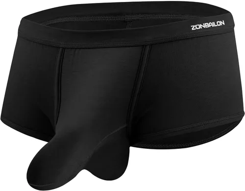 Vista 2 de ZONBAILON Men's Bulge Enhancing Brief Dual Pouch Underwear Breathable Bikinis Boxer Modal Trunk