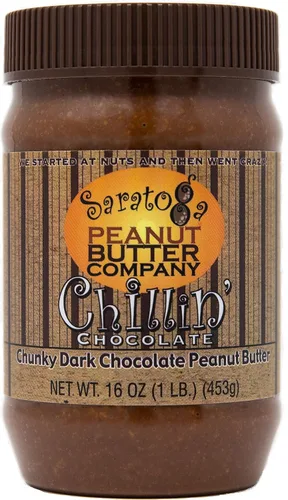 Vista 4 de Saratoga Peanut Butter Company Chillin Chocolate - Mantequilla de maní gruesa de chocolate negro. Tarro de 16 onzas. Bajo en azúcar, bajo en sodio