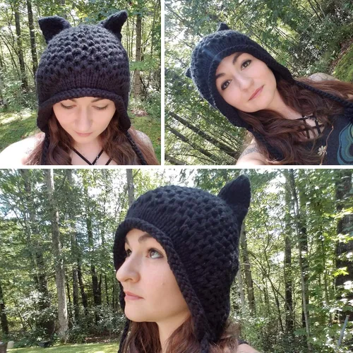 Vista 2 de Bellady Gorro de punto con diseño de orejas de gato