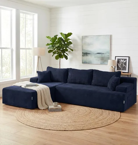 Vista 79 de Hobestluk - Sofá modular sin hueso, sofá seccional en forma de L 96" Right Facing Chaise Black,Memory Foam,Removable Cover,Non-slip Bottom,No