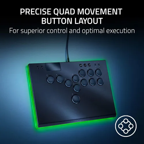 Vista 2 de Razer Kitsune All-Button Arcade Controller For PS5 PlayStation 5 & PC - Low-Profile Optical Switches - Slim Form Factor - Removable Top Plate