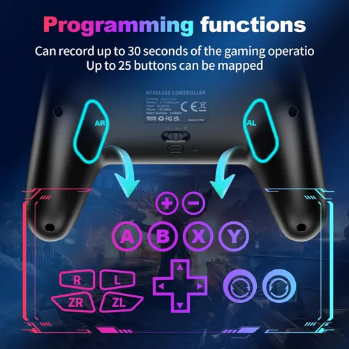 Vista 5 de Wireless Switch 2 Controller with Wake-up/C-Key, For Switch 2/1/Lite/OLED/PC/iPad/iPhone/Mac/Android/Steam/TV,Bluetooth Game Controller with
