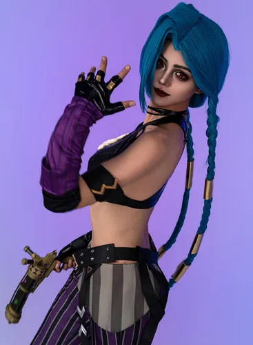 Vista 6 de OSIAS Figura de disfraz de cosplay de Arcanee Jinx para mujer, favorecedora y elegante
