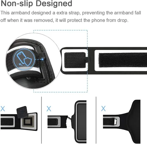 Vista 4 de Brazalete para Galaxy Note 20, 20 Ultra, resistente al agua, para entrenamiento de gimnasio y correr, para Samsung Galaxy Note 20/20 Ultra con Negro