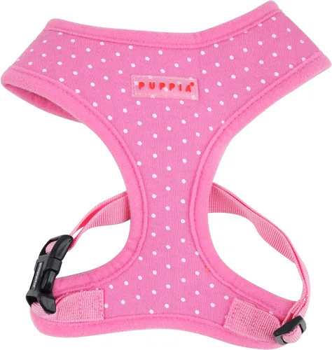 Vista 13 de Puppia Dotty Arnés para perro A (sobre la cabeza), arnés de moda con patrón de lunares, para primavera y verano, para perros pequeños, beige