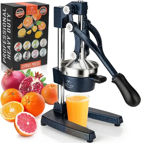 Vista 62 de Zulay Kitchen - Exprimidor de hierro fundido, exprimidor manual naranja, prensa de cítricos, color negro 01 - negro