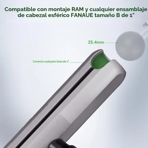 Vista 4 de FANAUE Brazo de doble enchufe de aleación de aluminio, adaptadores de bola antirrobo de 1 pulgada compatibles con soportes RAM, cabeza de bola