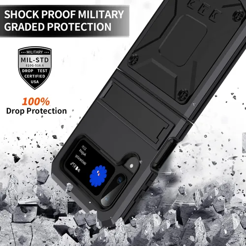 Vista 2 de Lunivop Funda de metal resistente para Samsung Galaxy Z Flip 3/Z Flip 4 Negro