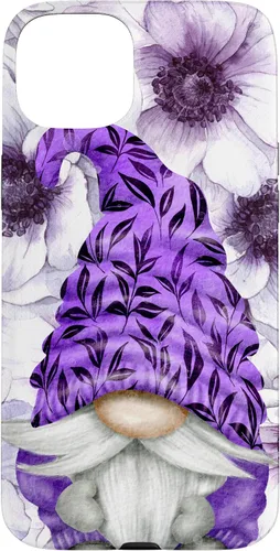 Vista 9 de Unique Purple Gnome with Lilac Anemones Floral Aesthetic Case for iPhone 17