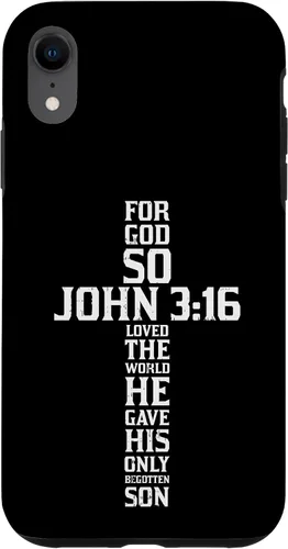 Vista 24 de iPhone 16 Cross John 3:16 Verso Biblia Dios Jesús Fe Cristiano Estuche de regalo