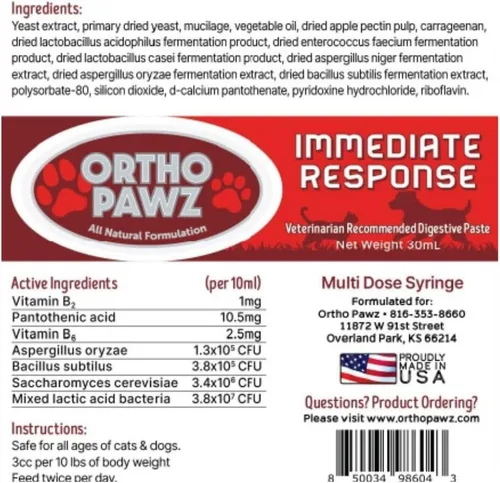 Vista 7 de Respuesta inmediata 1.0 fl oz - Probiótico avanzado y pasta de levadura para perros y gatos - Apoya la salud digestiva, alivio de la diarrea