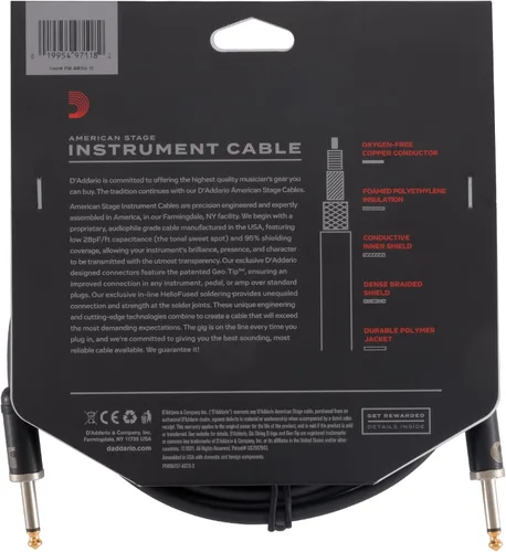 Vista 4 de Cable para guitarra Amercian Stage, de Planet Waves, Negro