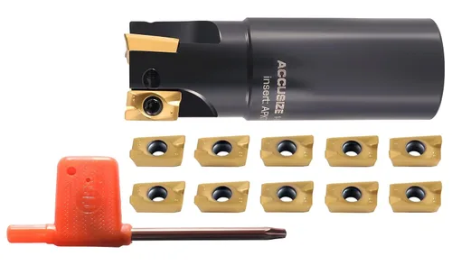 Vista 19 de Accusize Industrial Tools Molino de extremo indexable de hombro cuadrado de 90 grados de 1/2 '' con insertos de carburo Apkt11T3, 0056-0913