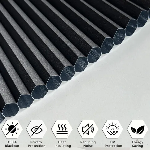 Vista 5 de Persianas opacas con diseño de panal de abeja, sin cables, sin taladro, con aislamiento térmico, protección UV, fáciles de cortar e instalar