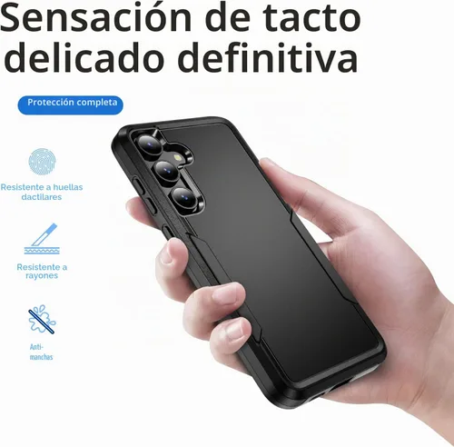 Vista 7 de Funda diseñada para Samsung Galaxy S24 Plus, doble capa negra, uso intensivo, resistente a impactos, robusta y resistente, funda protectora