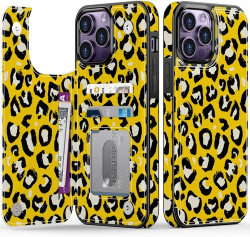 Vista 125 de LETO para iPhone 15 Pro Funda tipo cartera - Tapa tipo folio con patada - Diseños de moda - Tarjetero - Funda protectora para mujeres y niñas - 6.1