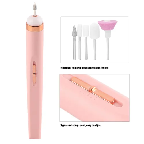 Vista 3 de Kit de taladro eléctrico para uñas, kit de manicura inalámbrico recargable, pulidor de uñas portátil con luz (01)