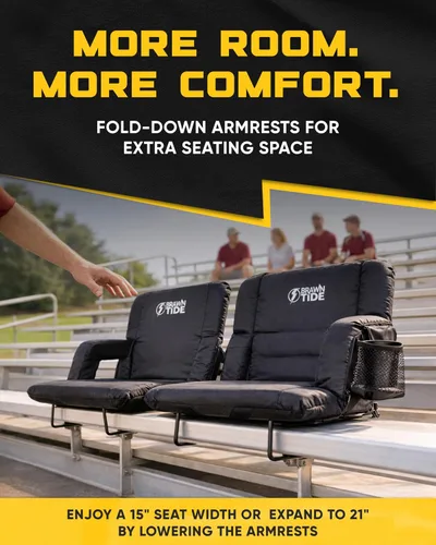 Vista 8 de BRAWNTIDE - Asiento para estadio con respaldo, cómodo cojín, acolchado grueso, 2 ganchos para gradas, 4 bolsillos, silla de estadio ideal