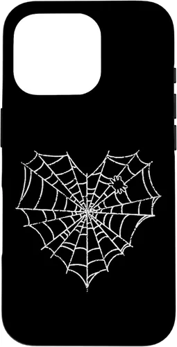 Vista 20 de iPhone 16 Halloween Spider Web Disfraz lindo corazón araña funda