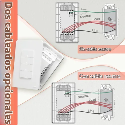 Vista 4 de MOES Interruptores inteligentes Zigbee de 2ª generación, sin cable neutro, interruptor de luz de un polo inteligente que requiere MOES Zigbee Hub
