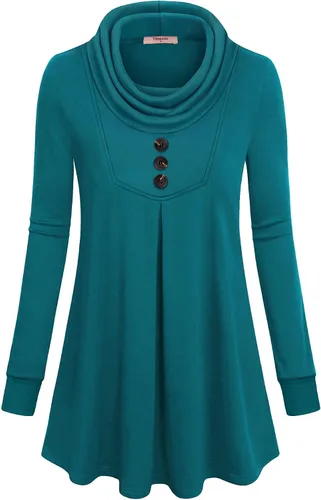 Vista 3 de Timeson Túnicas de manga larga con cuello redondo para mujer, sudaderas de invierno para mujer