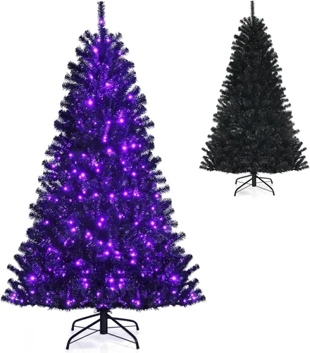 Vista 16 de HAPPYGRILL Árbol de Navidad artificial preiluminado de 4 pies con 296