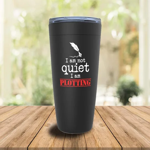 Vista 2 de Writer Black Edition - Vaso vikingo de 20 onzas - Not Quiet I'm Plotting - Amantes de los libros de autor, escritura, freelancer, narrador, editor