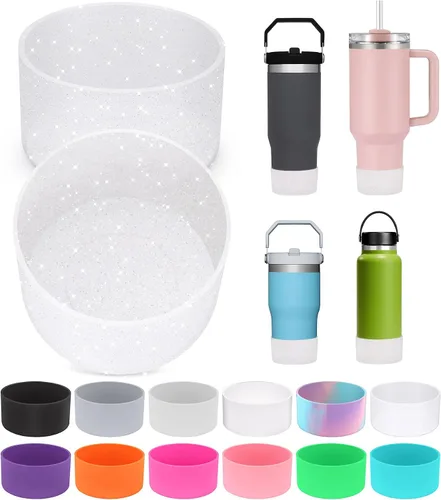Vista 12 de PICcircuit 2 piezas para Stanley Boot, fondo de silicona para Quencher Adventure 40oz 30oz botella IceFlow 20oz 30oz y para vaso Hydroflask 12-24oz