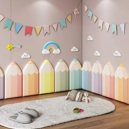 Vista 4 de WIGING Adhesivos de pared anticolisión, 1.3 in de grosor para sala de estar, dormitorio, sala de juegos, acolchado de pared de protección infantil