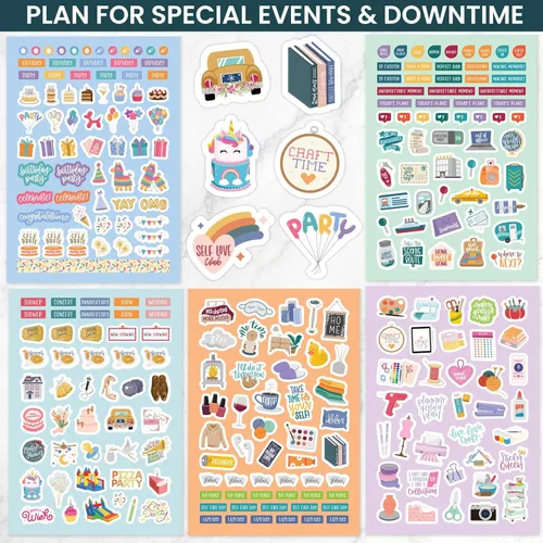 Vista 4 de bloom daily planners Paquete de pegatinas Mega Planificador de 40 páginas (más de 1500 pegatinas) - Libro de pegatinas de variedad definitiva