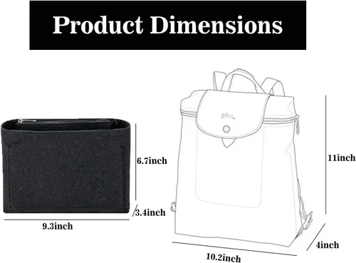 Vista 5 de D.DUO Organizador de mochila, organizador de bolso, organizador de bolsa de fieltro con múltiples bolsillos para Longchamp Le Pliage (gris)