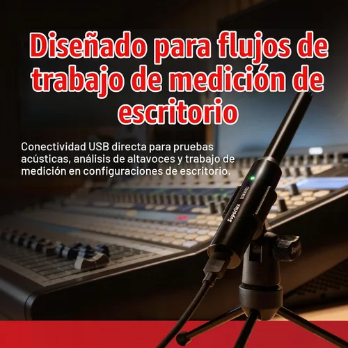 Vista 6 de Superlux ECM999U - Juego de micrófonos de medición USB, micrófono condensador Omni de campo libre para análisis acústico de habitación, prueba