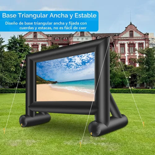 Vista 3 de XHYCPY Pantalla de proyector inflable de 15 pies para exteriores con soplador de aire y bolsa de almacenamiento, fácil de instalar, proyección