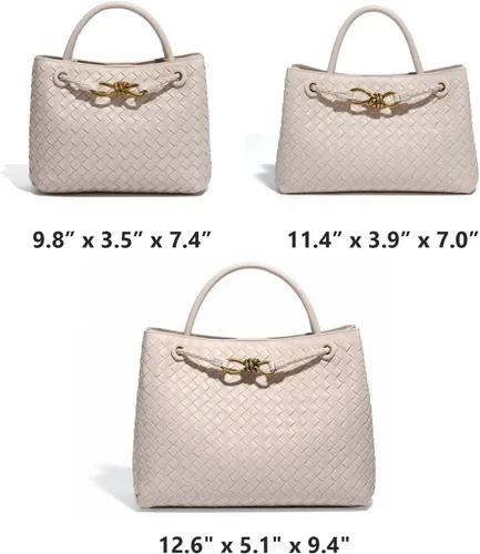 Vista 2 de URAWOW Woven Bags for Women Bowknot Small Tote Hobo Shoulder Crossbody Bags PU Leather Handwoven Satchel Woven Purse