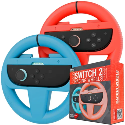 Vista 13 de Orzly Steering Wheels – Compatible with Switch 2 (2025 Console) – Twin Pack Racing Wheel Accessories for Joy-Con Controllers and MarioKart Racing