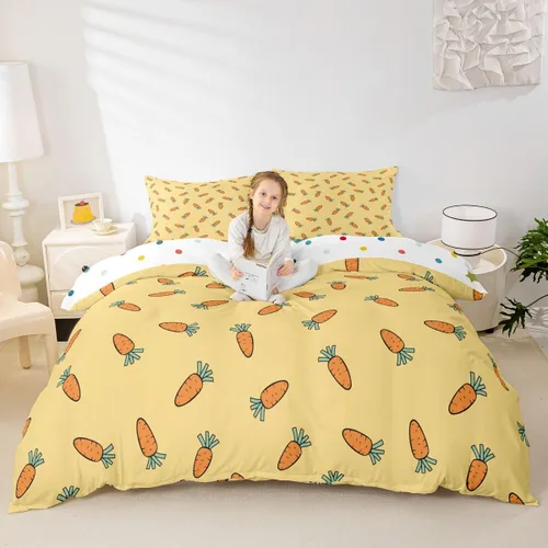 Vista 10 de Erosebridal - Juego de ropa de cama kawaii, juego de funda de edredón con diseño de fresa rosa, para mujeres, niñas y niños, decoración