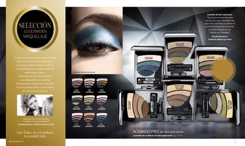 Vista 5 de Esika Pro Sombras HD 4 Sombras Paleta, Acabados Mate y Satén, Tutorial Incluido, Color: Plata Midnight