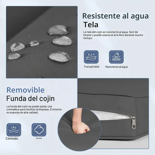 Vista 5 de Crownland Sofá cama redondo para patio con toldo retráctil, modular de mimbre con concha, muebles de mimbre para exteriores, sofá cama para patio