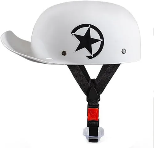 Vista 8 de Vintage Open Face Motorcycle Half Helmet DOT Approved Baseball Cap Helmet with Adjustable Quick Release Buckle for Adult Men Women Chopper Scooter