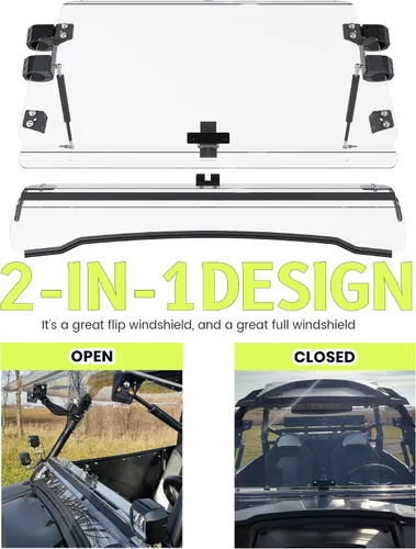 Vista 5 de HECASA Parabrisas 3 en 1 compatible con Polaris RZR 570/RZR 570 S/ RZR 800/RZR S 800/RZR 4 800/XP 900 con resorte de gas totalmente transparente