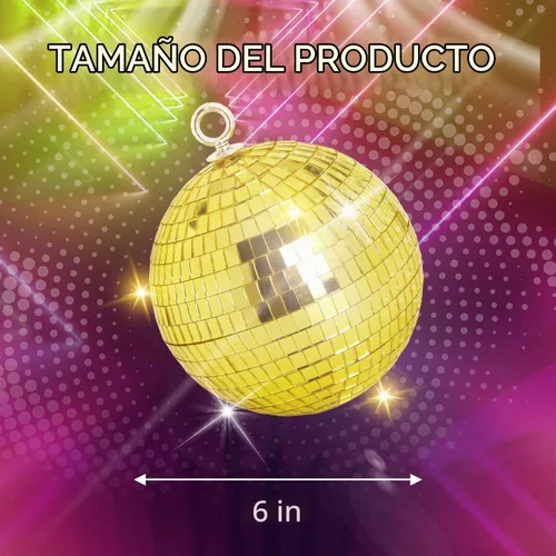 Vista 5 de Bola de discoteca dorada pequeña de 6 pulgadas: decoración de fiesta de discoteca con espejo colgante Dorado