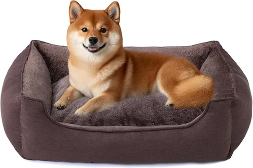 Vista 9 de Makigued Cama rectangular para perro de tamaño mediano con funda extraíble lavable, cama para mascotas con lados de refuerzo, parte inferior