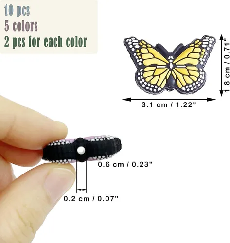 Vista 3 de 10 cuentas focales de mariposa para bolígrafos, cuentas focales de silicona para hacer llaveros, pulseras, cuentas, suministros de manualidades