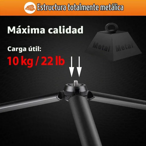 Vista 2 de Zeadio Trípode Mini de Metal, Trípode de Escritorio de Mesa con Tornillo de 1/4 Pulgada para Smooth 4, Crane Plus, Crane 2, Osmo Mobile, Ronin-S