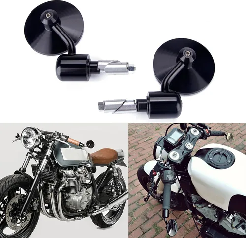Vista 11 de Espejos laterales redondos para motocicleta de 7/8" en el extremo del manillar, compatibles con motos de calle, Cafe Racer, motos deportivas