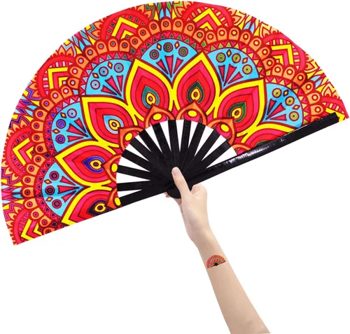 Vista 11 de Rave Fans - Ventilador de mano plegable grande para baile de línea, grandes abanicos de aplausos plegables para baile, festival de música, fiesta