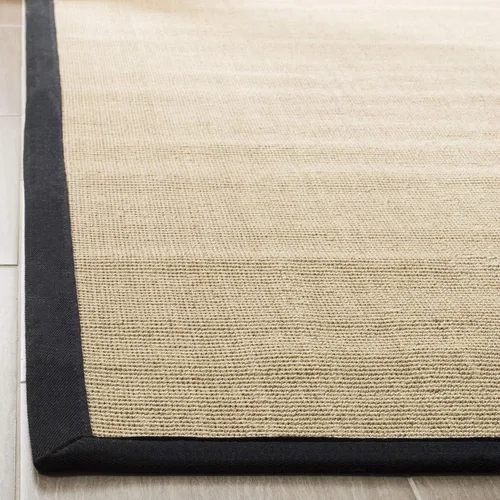 Vista 53 de Alfombra de sisal Safavieh, de color maíz y negro, tejida a mano, de la colección de fibras naturales; 5 x 8 pulgadas, NF441A, Tela, Gris / Gris