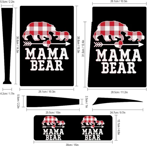 Vista 3 de Buffalo Plaid Mama Bear Skin para P-S-5 Disc Edition Controller Calcomanía para consola y controladores Proctor