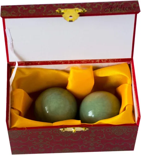 Vista 2 de Bolas de ejercicio de mano de mármol verde oscuro Baoding bolas de masaje de salud chinas aliviar el estrés relajarse dedos regalo para padres