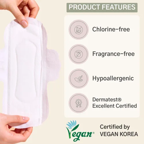 Vista 2 de Hyye - Almohadillas sanitarias ultrafinas con alas, alta absorción, cubierta de algodón suave al tacto, sin perfume, fabricadas en Corea